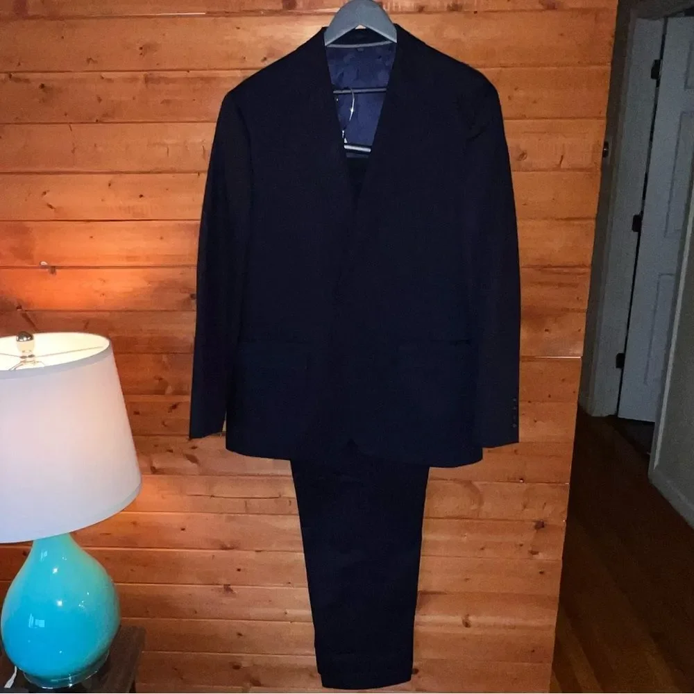 NWOT J Crew Ludlow Suit Mens 42S 38x34 Navy Italian Duca Visconti Cotton Classic